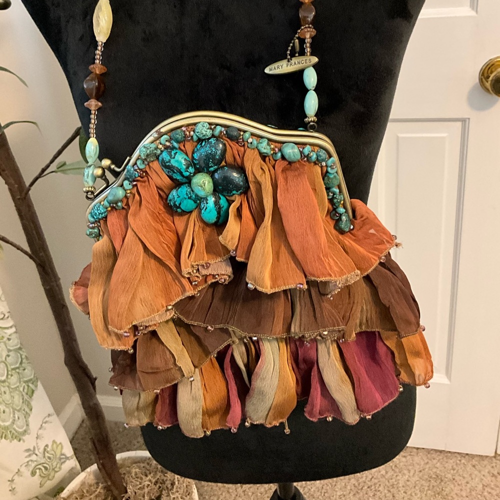 Retired “Rock my Soul” Mary Frances  Flirty Flowy Beaded Bag perfect condition